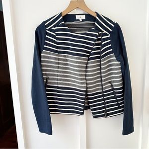 LOU & GREY navy stripe fleece sweater jacket